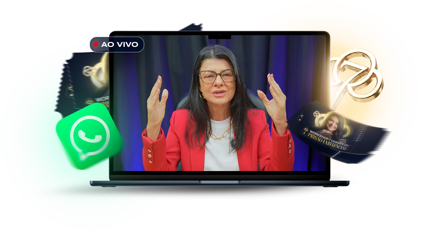 Andrea Francomano ao vivo no workshop, exibida na tela de um notebook